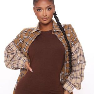 Fashion Nova Squarin' Up Flannel Top